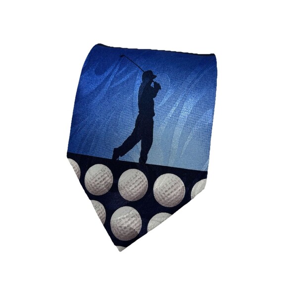 Fratello Golf  Blue Men's Necktie Golfer Silhouette‎ & Golf Balls  58.5" x 3.75" - Picture 1 of 6